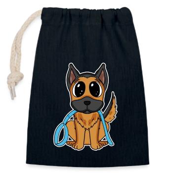 Berger allemand - Sac cadeau en coton avec cordon (14 x 20 cm) - bleu marine - Devant
