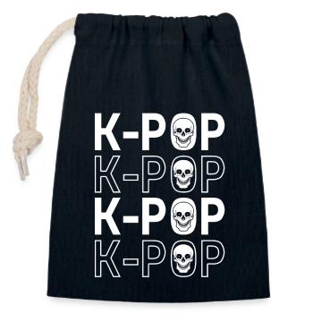 K-Pop Kpop - Sac cadeau en coton avec cordon (14 x 20 cm) - bleu marine - Devant