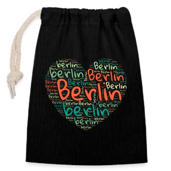 Berlin - Verschließbarer Geschenkbeutel aus Baumwolle (14x20cm) - Schwarz - Vorne