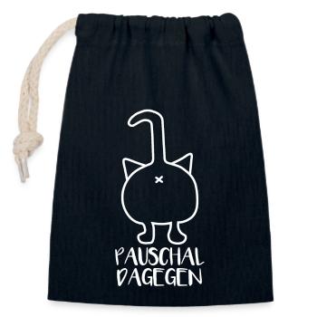 Pauschal dagegen - Verschließbarer Geschenkbeutel aus Baumwolle (14x20cm) - Navy - Vorne