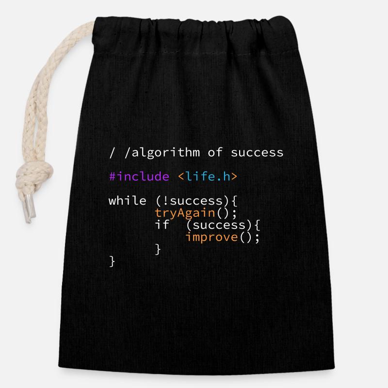 Code de programme algorithme de succès it développeur - Sac cadeau en coton avec cordon (14 x 20 cm) - noir