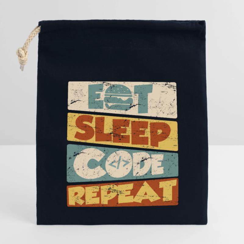 Programmer Developer IT Saying Eat Sleep Code Closable cotton gift bag (14x20cm)