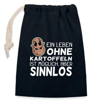 Kartoffel lustiger Spruch - Verschließbarer Geschenkbeutel aus Baumwolle (14x20cm) - Navy - Vorne