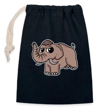 Mammouth doux - Sac cadeau en coton avec cordon (14 x 20 cm) - bleu marine - Devant