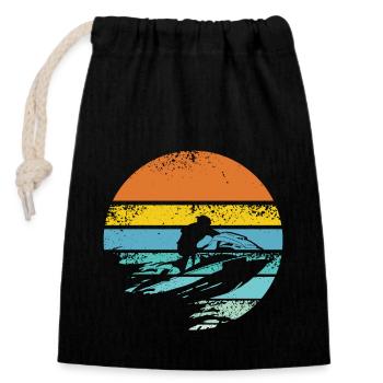 Jet ski retro - Closable cotton gift bag (14x20cm) - black - Front