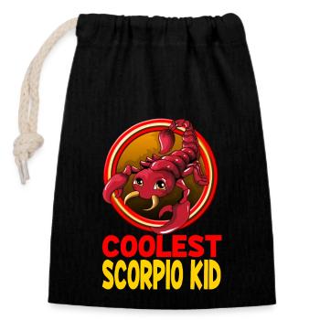 Coolest Scorpion Kid Zodiac Sign Scorpio Spell - Closable cotton gift bag (14x20cm) - black - Front