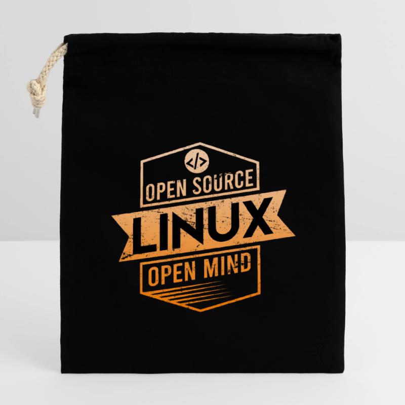 Linux Open Source Open Mind Operating System Closable cotton gift bag (14x20cm)