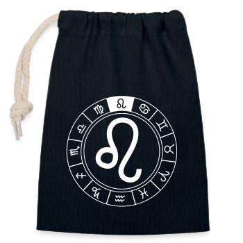 Signe du lion - Sac cadeau en coton avec cordon (14 x 20 cm) - bleu marine - Devant
