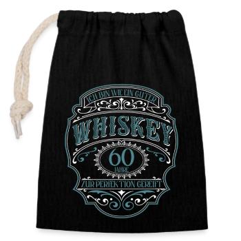 60. Geburtstag 60 Jahre Ich bin wie guter Whisky - Verschließbarer Geschenkbeutel aus Baumwolle (14x20cm) - Schwarz - Vorne