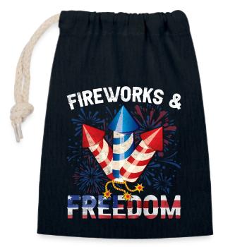 Fireworks and Freedom July 4 Fireworks - Closable cotton gift bag (14x20cm) - navy - Front