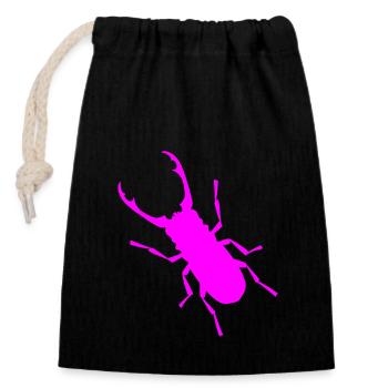 Insectes, coléoptères cerfs, insectes, animaux sauvages, bois - Sac cadeau en coton avec cordon (14 x 20 cm) - noir - Devant