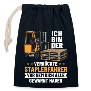 Verrückter Gabelstaplerfahrer Lagerist Hochstapler - Verschließbarer Geschenkbeutel aus Baumwolle (14x20cm) - Navy - Vorne