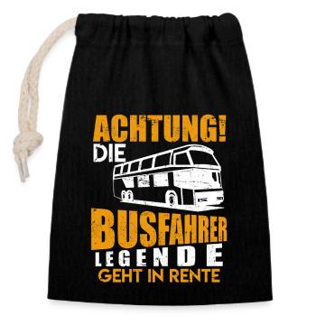 Busfahrer Renten Geschenk Ruhestand Bus Fahrer - Verschließbarer Geschenkbeutel aus Baumwolle (14x20cm) - Schwarz - Vorne