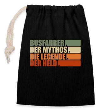 Busfahrer der Mythos die Legende der Held Bus - Verschließbarer Geschenkbeutel aus Baumwolle (14x20cm) - Schwarz - Vorne