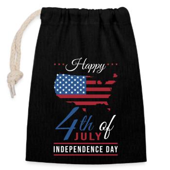 4th July Independence Day USA - Closable cotton gift bag (14x20cm) - black - Front