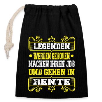 Rente Lustig - Legenden Rente Rentner - Verschließbarer Geschenkbeutel aus Baumwolle (14x20cm) - Schwarz - Vorne