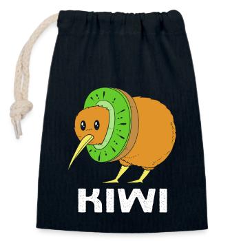 kiwi-oiseau kiwi - Sac cadeau en coton avec cordon (14 x 20 cm) - bleu marine - Devant