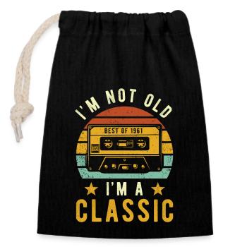 Birthday Retro Style Vintage 1961 - Closable cotton gift bag (14x20cm) - black - Front