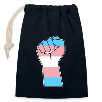 Drapeau transgenre Transsexuel Faust Trans Pride - Sac cadeau en coton avec cordon (14 x 20 cm) - bleu marine - Devant