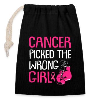 breast cancer - Closable cotton gift bag (14x20cm) - black - Front