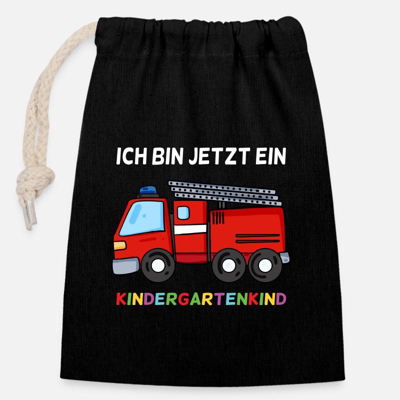 Geschenk für Kindergarten Kleinkinder - Verschließbarer Geschenkbeutel aus Baumwolle (14x20cm) - Schwarz