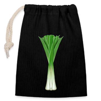 Récolte de poireaux Potager Jardin Oignons de poireaux Cuisine - Sac cadeau en coton avec cordon (14 x 20 cm) - noir - Devant