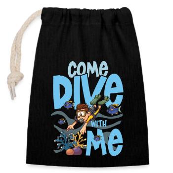 COME DIVE WITH ME - Tauchsport - Verschließbarer Geschenkbeutel aus Baumwolle (14x20cm) - Schwarz - Vorne