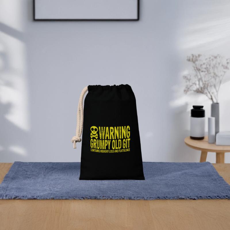 Warning Grumpy Old Git Sac cadeau en coton avec cordon (14 x 20 cm)