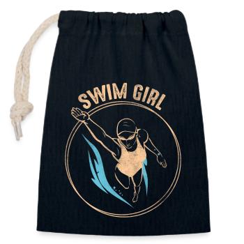 Natation fille natation fille natation - Sac cadeau en coton avec cordon (14 x 20 cm) - bleu marine - Devant
