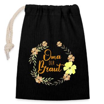 Grand-mère de la mariée design de famille fleurs roses - Sac cadeau en coton avec cordon (14 x 20 cm) - noir - Devant