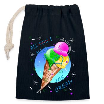 crème glacée crème glacée crème glacée crème glacée vanille - Sac cadeau en coton avec cordon (14 x 20 cm) - bleu marine - Devant