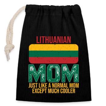 Lithuanian Mom Lithuania Flag for Mother's Day - Closable cotton gift bag (14x20cm) - black - Front
