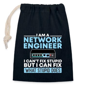 Network Technician Computer Science Network Technk IT - Closable cotton gift bag (14x20cm) - navy - Front