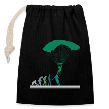 Fallschirmspringer Evolution Fallschirm Skydiving - Verschließbarer Geschenkbeutel aus Baumwolle (14x20cm) - Schwarz - Vorne