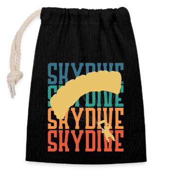 Skydive Fallschirm Fallschirmspringer Retro - Verschließbarer Geschenkbeutel aus Baumwolle (14x20cm) - Schwarz - Vorne