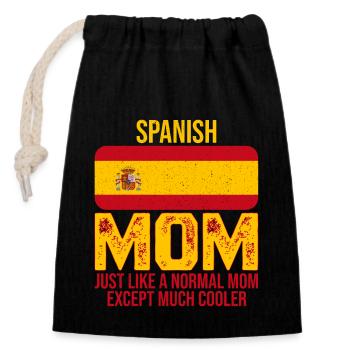 Spanish Mom Spanien-Flagge zum Muttertag - Verschließbarer Geschenkbeutel aus Baumwolle (14x20cm) - Schwarz - Vorne