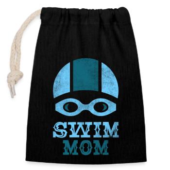 Natation mère natation natation femmes - Sac cadeau en coton avec cordon (14 x 20 cm) - noir - Devant