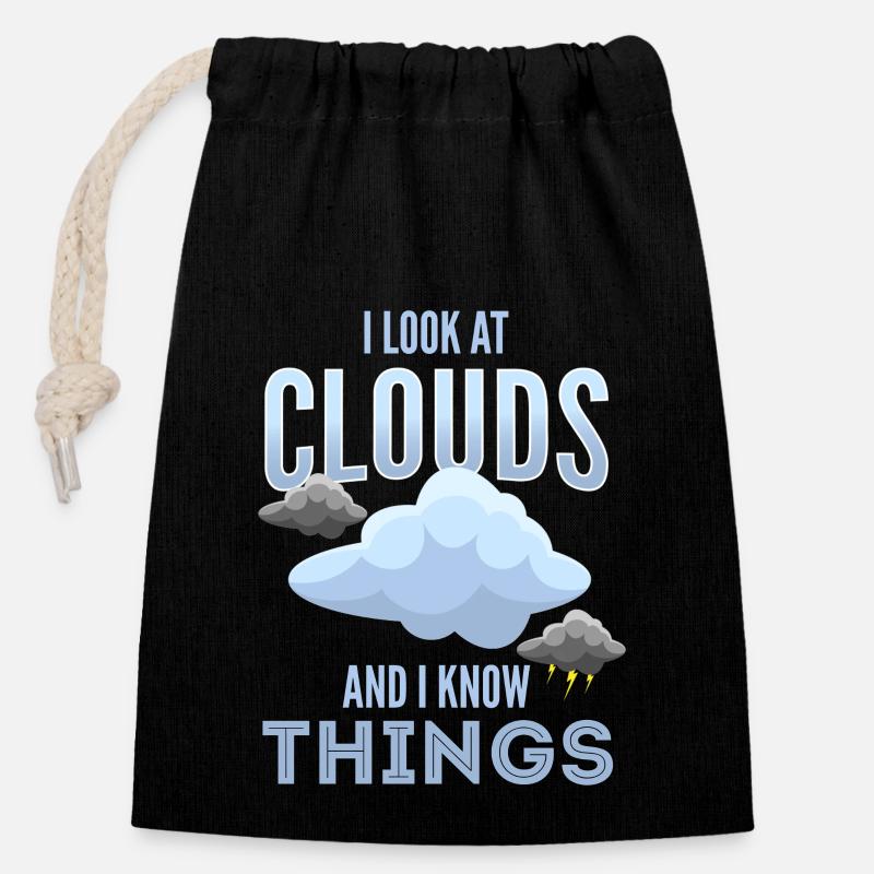 Météo, Météo Chasseurs de tempête, Storm - Sac cadeau en coton avec cordon (14 x 20 cm) - noir