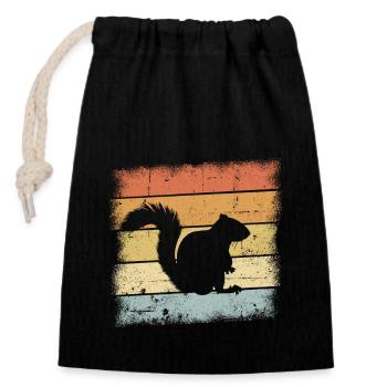 Écureuil retro design - Sac cadeau en coton avec cordon (14 x 20 cm) - noir - Devant