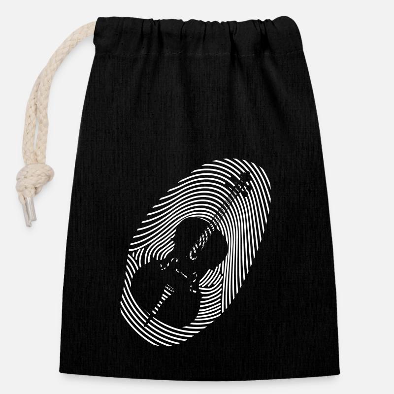 Musique Violoncelle Musique classique Empreinte - Sac cadeau en coton avec cordon (14 x 20 cm) - noir