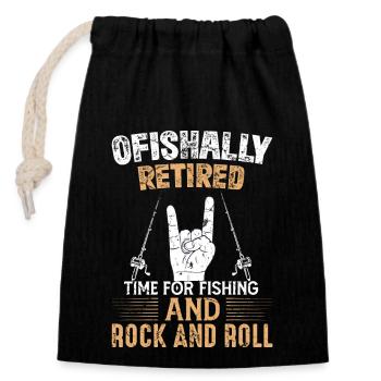 Renter and Fishing Fun Fishing - Closable cotton gift bag (14x20cm) - black - Front