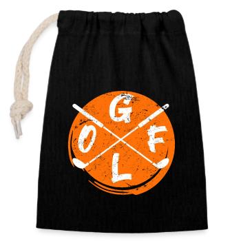 Cooles Golfspieler Logo Golfplatz Golfschläger - Verschließbarer Geschenkbeutel aus Baumwolle (14x20cm) - Schwarz - Vorne