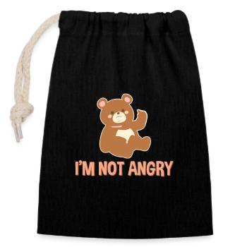Funny saying Aggressive - Closable cotton gift bag (14x20cm) - black - Front