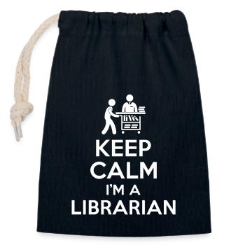 Bibliothécaire Citation - Sac cadeau en coton avec cordon (14 x 20 cm) - bleu marine - Devant