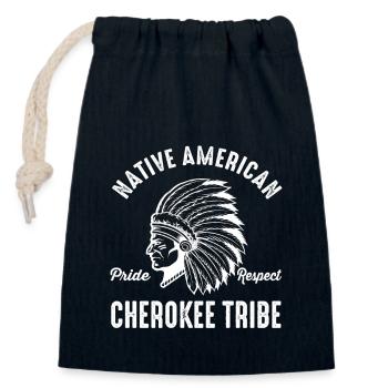 Cherokee Tribe Native American Indian Indianer - Sac cadeau en coton avec cordon (14 x 20 cm) - bleu marine - Devant