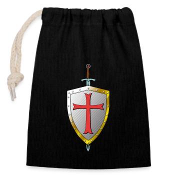Templar Shield and Sword - Knights Templar - Closable cotton gift bag (14x20cm) - black - Front