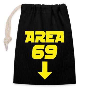 Area 69 - Verschließbarer Geschenkbeutel aus Baumwolle (14x20cm) - Schwarz - Vorne