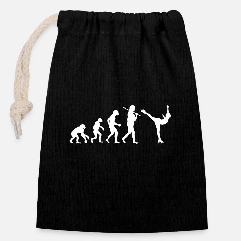 Evolution Patinage artistique - Sac cadeau en coton avec cordon (14 x 20 cm) - noir