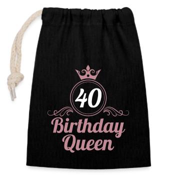 40. Geburtstag 40 Jahre 40er Birthday Queen - Verschließbarer Geschenkbeutel aus Baumwolle (14x20cm) - Schwarz - Vorne