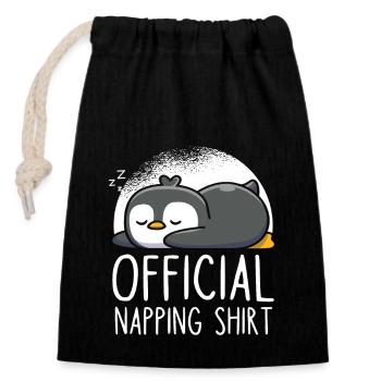 Offizielles Schlafshirt Pinguin - Verschließbarer Geschenkbeutel aus Baumwolle (14x20cm) - Schwarz - Vorne